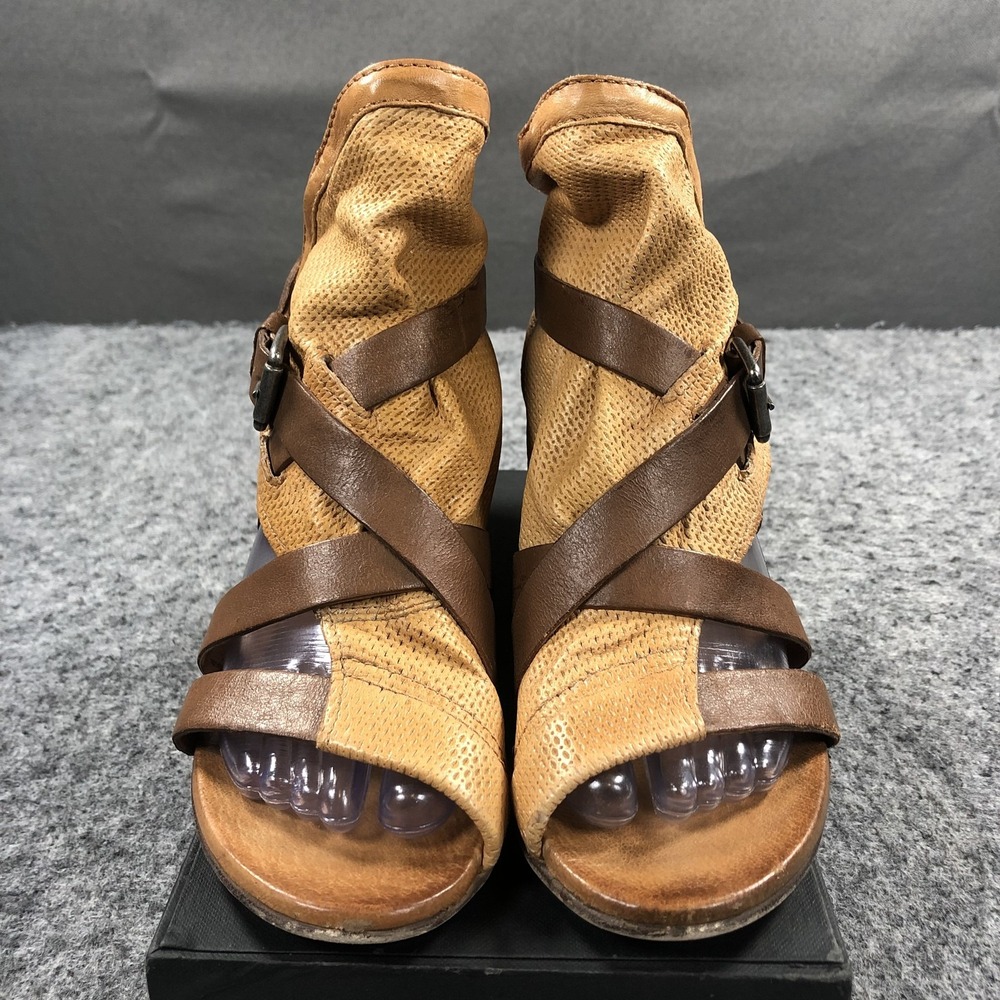 Miz Mooz Verona Sandals Womens 7.5 Brown Leather Strappy Gladiator Low Heel - Picture 4 of 16